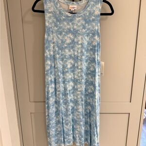 LuLaRoe Charlotte (Blue and White Sleeveless Dress)